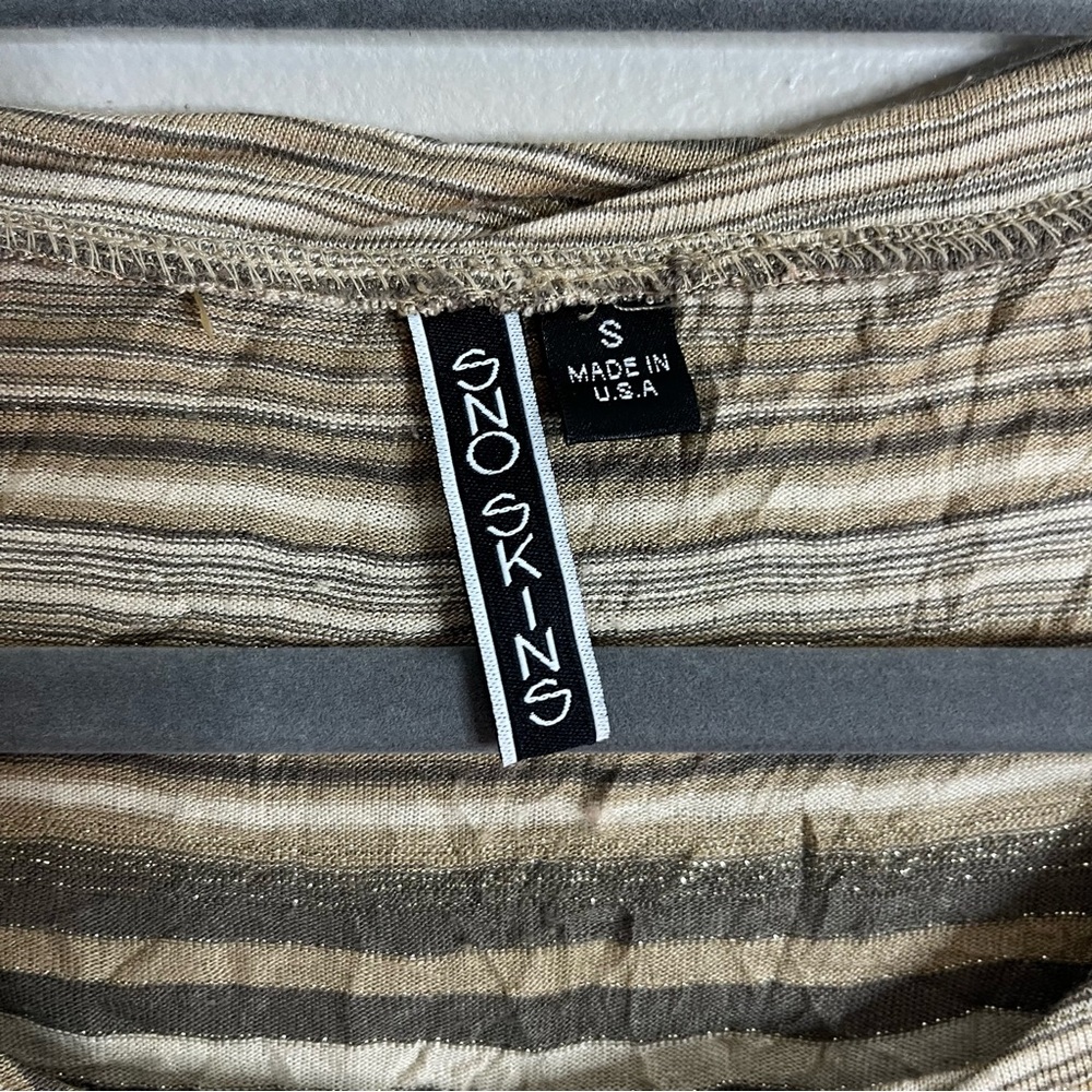 Sno Skins Size Small Basic Round Neck Stripe Brow… - image 3